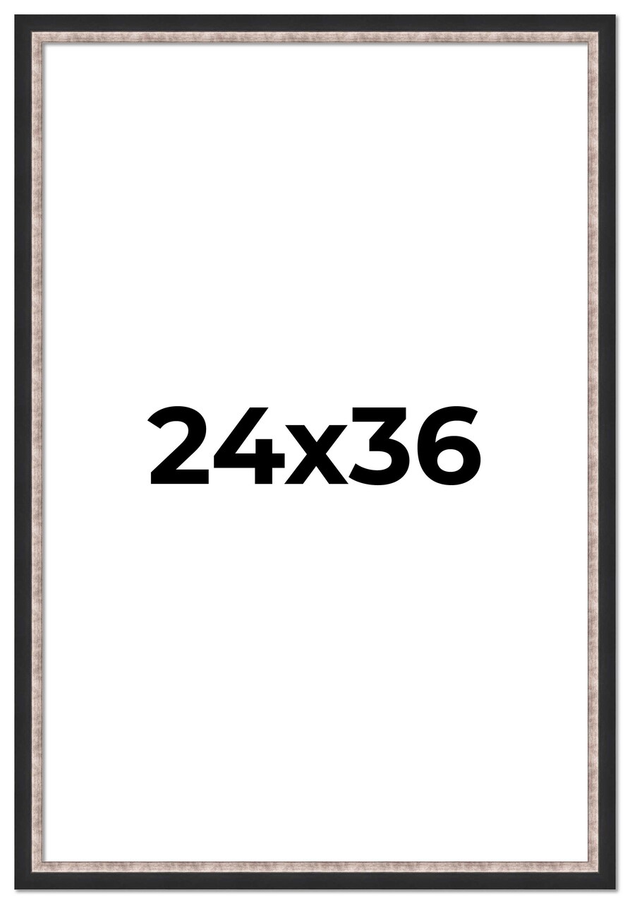 24x36 Simple Silver Picture Frame - UV Acrylic, Foam Board Backing, Hanging Hardware